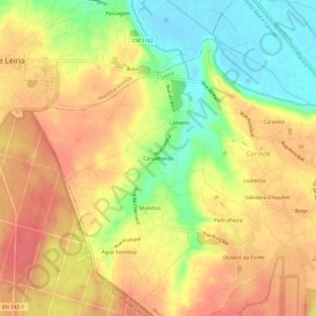 Carte topographique Carvalheiros, altitude, relief