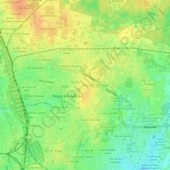 Carte topographique Clos des Fosses, altitude, relief
