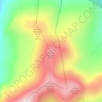 Carte topographique Tomies Mountain, altitude, relief
