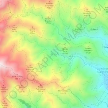Carte topographique Altolia, altitude, relief