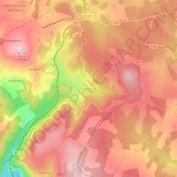 Carte topographique Chapchines, altitude, relief