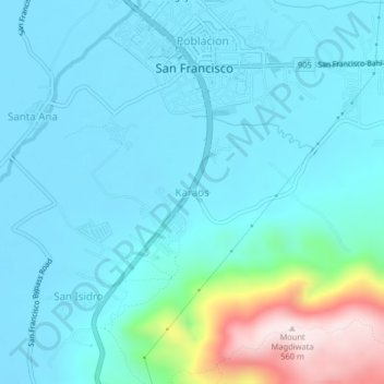 Carte topographique Karaos, altitude, relief