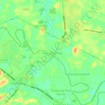 Carte topographique Kampung Raja, altitude, relief