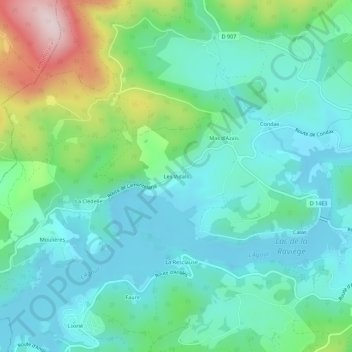 Carte topographique Les Vidals, altitude, relief