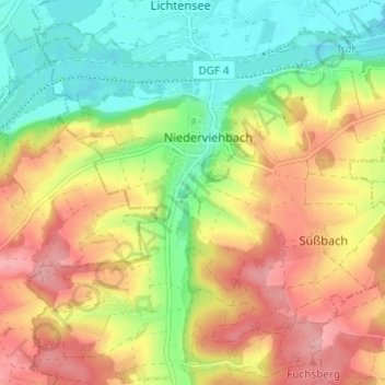 Carte topographique Wocka, altitude, relief