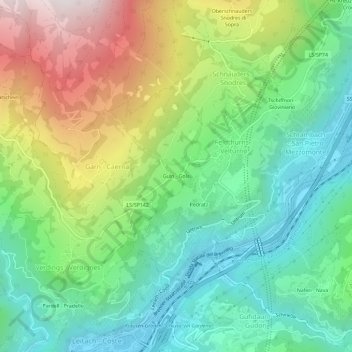 Carte topographique Guln - Gola, altitude, relief