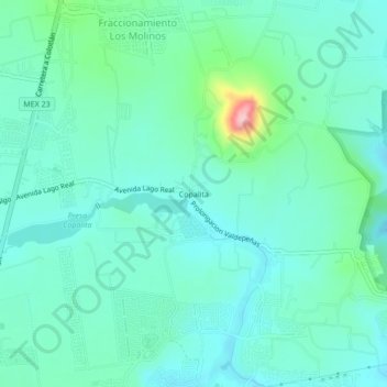 Carte topographique Copalita, altitude, relief