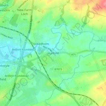 Carte topographique Hurlford, altitude, relief