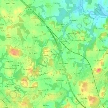 Carte topographique Lesvariel, altitude, relief