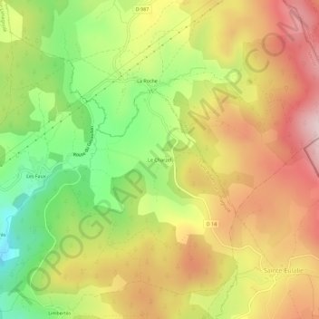 Carte topographique Le Charzel, altitude, relief