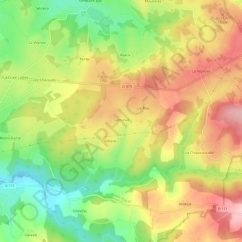 Carte topographique Samarue, altitude, relief