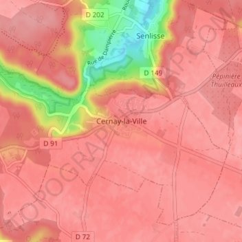 Carte topographique Cernay-la-Ville, altitude, relief