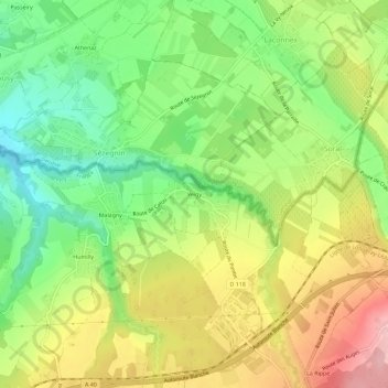 Carte topographique Veigy, altitude, relief
