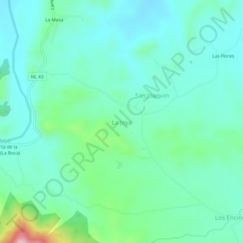 Carte topographique La Joya, altitude, relief