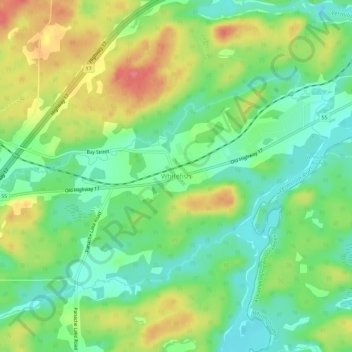 Carte topographique Whitefish, altitude, relief