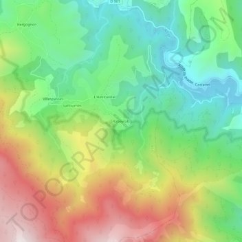 Carte topographique Rabeyrals, altitude, relief