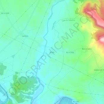 Carte topographique Virués, altitude, relief