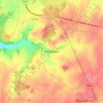 Carte topographique Piétrebais, altitude, relief
