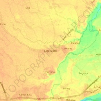 Carte topographique San Isidro, altitude, relief