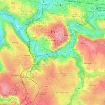 Carte topographique Roc de Tripadou, altitude, relief