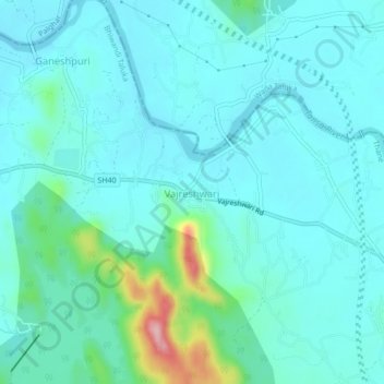 Carte topographique Vajreshwari, altitude, relief