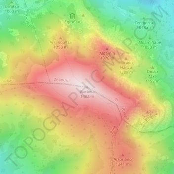 Carte topographique Gorbea, altitude, relief