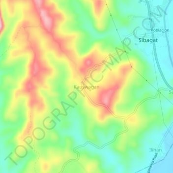 Carte topographique Kauswagan, altitude, relief