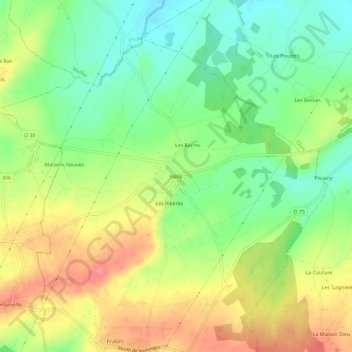 Carte topographique Hallé, altitude, relief