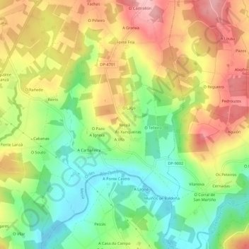 Carte topographique Receá, altitude, relief