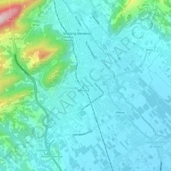 Carte topographique Soffratta, altitude, relief