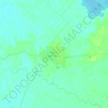 Carte topographique Colonia 18 de marzo, altitude, relief