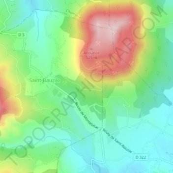 Carte topographique La Treille, altitude, relief