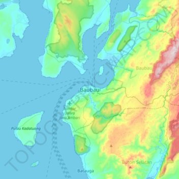 Carte topographique Baubau, altitude, relief