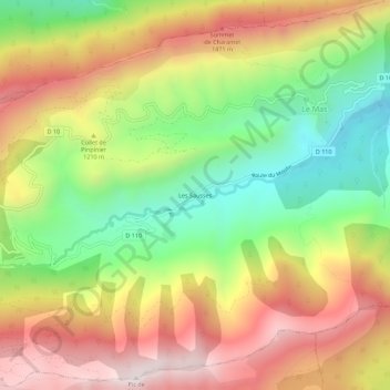 Carte topographique Les Sausses, altitude, relief