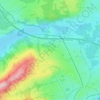 Carte topographique Kressen, altitude, relief