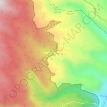 Carte topographique Wanua Waru, altitude, relief