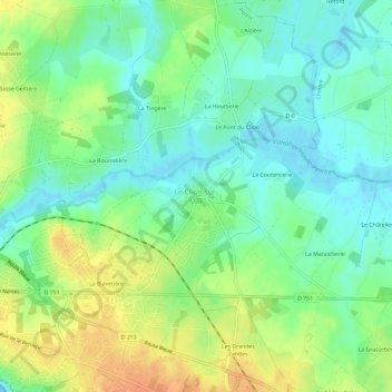 Carte topographique Le Clion-sur-Mer, altitude, relief