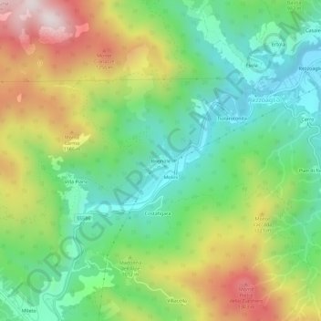 Carte topographique Brignole, altitude, relief