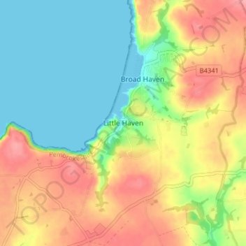 Carte topographique Little Haven, altitude, relief