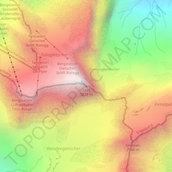 Carte topographique Titlis, altitude, relief