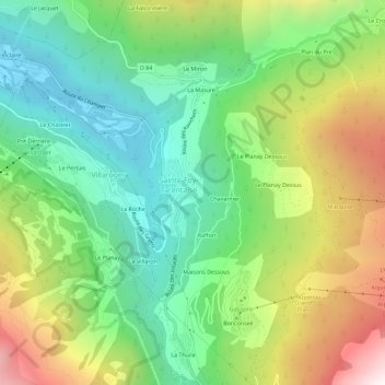 Carte topographique Le Baptieu, altitude, relief
