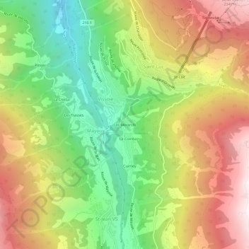 Carte topographique Les Morands, altitude, relief