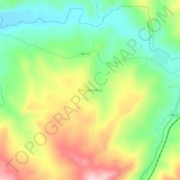 Carte topographique Beni Mestina, altitude, relief