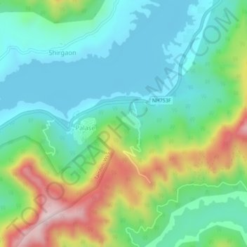 Carte topographique Mulshi, altitude, relief