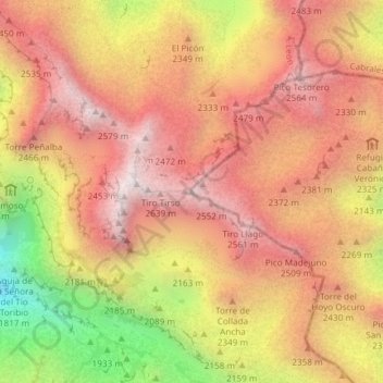 Carte topographique Torre Blanca, altitude, relief