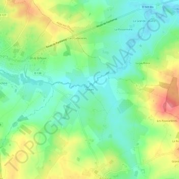 Carte topographique Thouet, altitude, relief