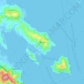 Carte topographique Tiburon, altitude, relief