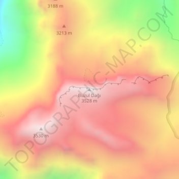 Carte topographique Buzul Dağı, altitude, relief