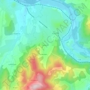 Carte topographique Fromenty, altitude, relief