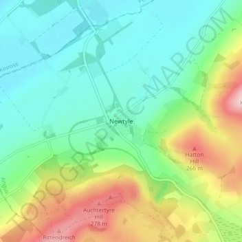 Carte topographique Newtyle, altitude, relief